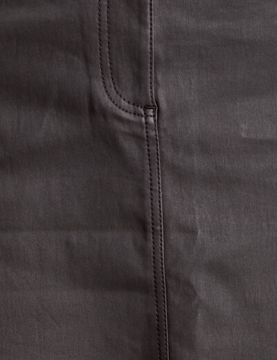 Jupe droite enduite denim noir enduit femme