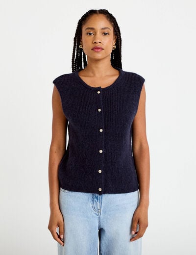 Gilet sans manches bleu marine femme