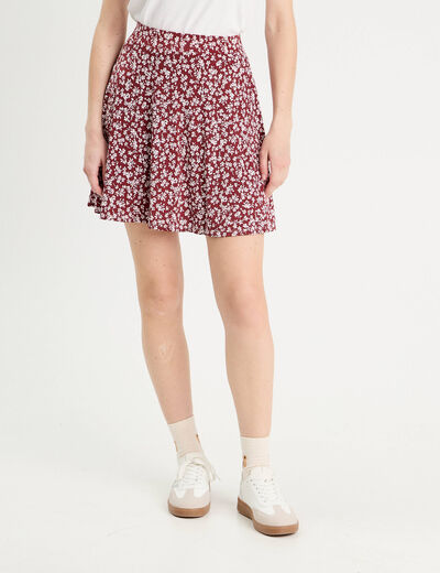 Jupe-short patineuse marron cognac femme
