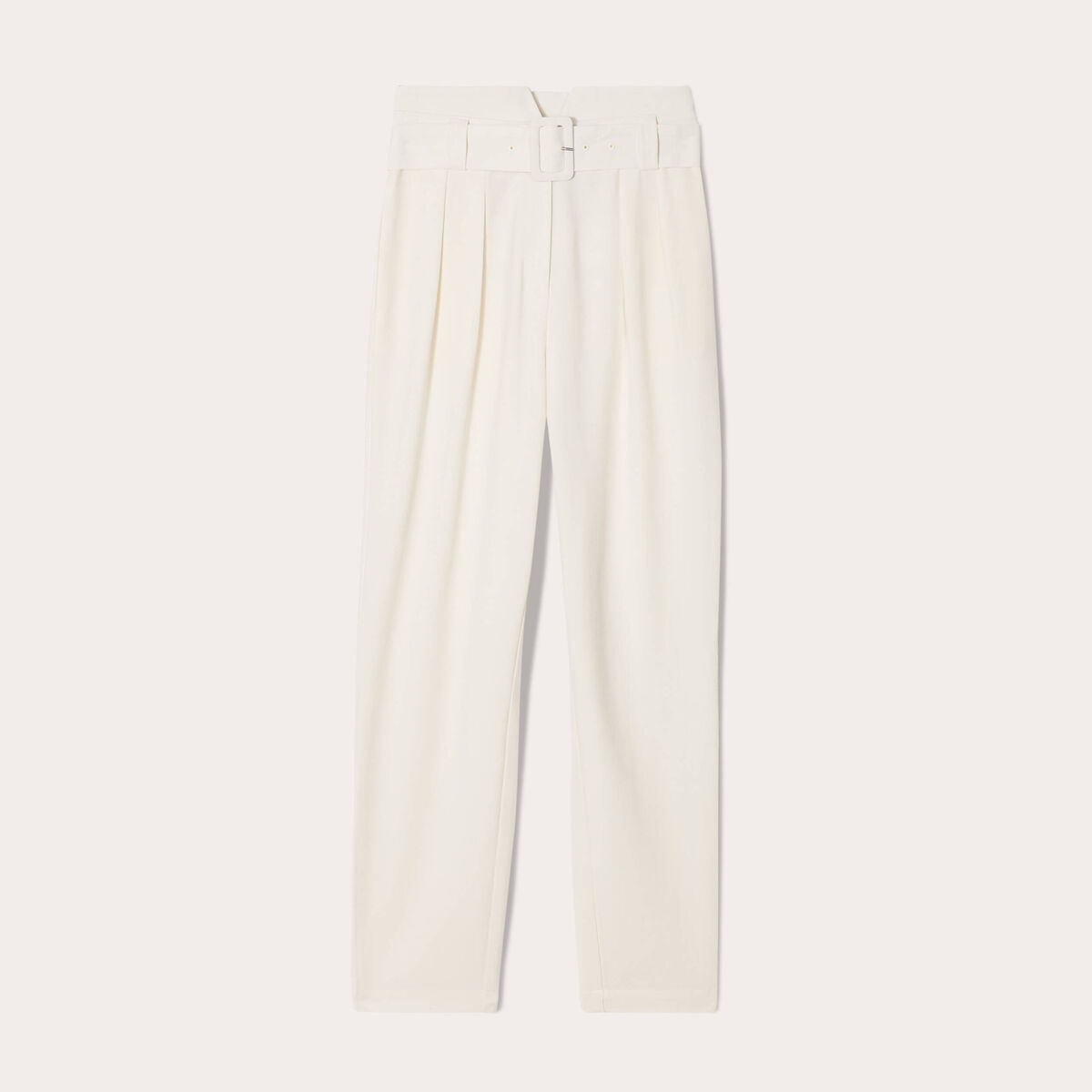 Pantalon cigarette ceinturé ecru femme
