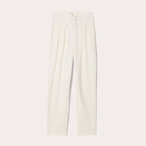 pantalon cigarette ceinture ecru femme Pantalon cigarette ceinturé ecru femme