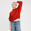 Pull col montant marron cognac femme