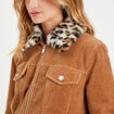 Veste velours col amovible camel femme