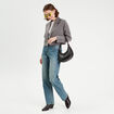 Veste blazer droite courte gris foncé femme