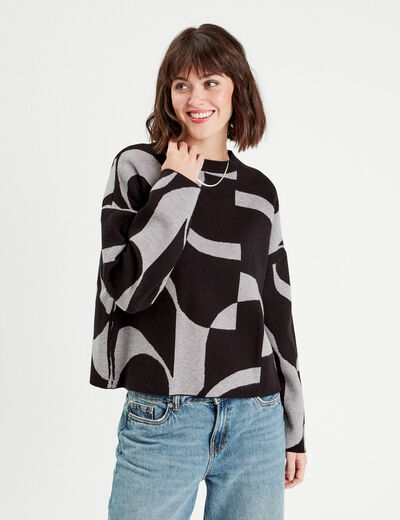 Pull col montant gris femme
