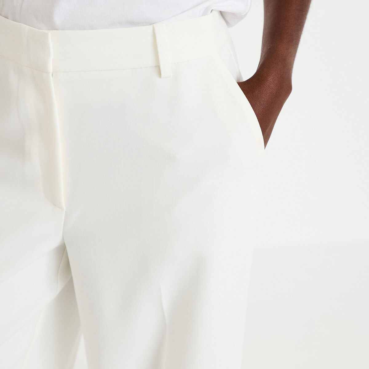 Pantalon bootcut taille standard ecru femme