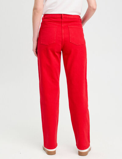 Jeans droit 5 poches rouge femme