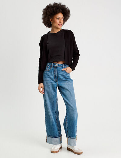 Débardeur cropped noir femme