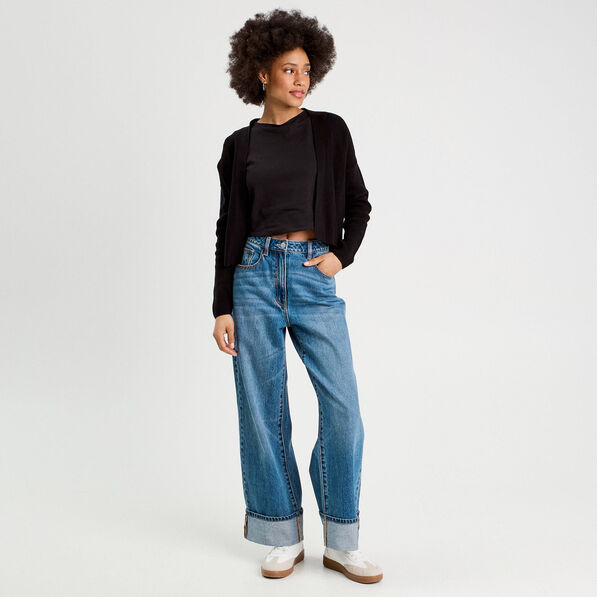 Débardeur cropped noir femme