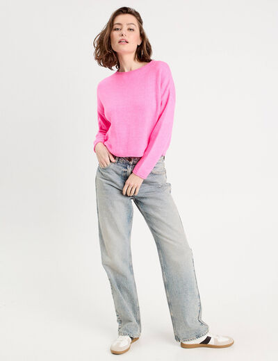 Pull manches longues rose femme