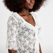 Blouse dentelle &agrave; volants ecru femme