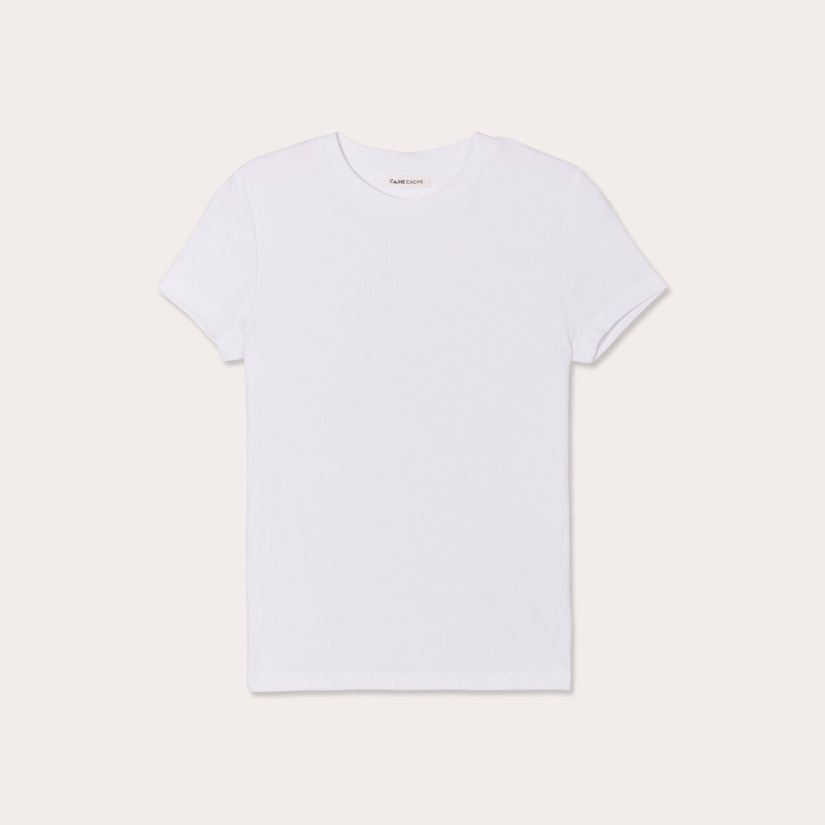 T-shirt manches courtes côtelé blanc femme
