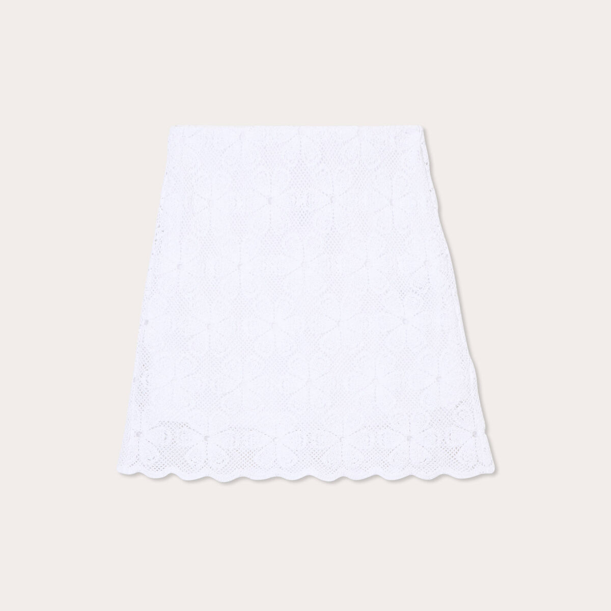 Jupe évasée effet macramé blanc femme