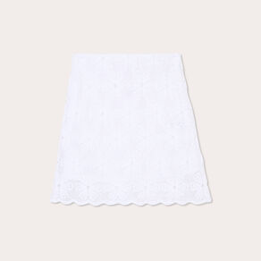 Jupe évasée effet macramé blanc femme