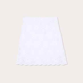 jupe evasee effet macrame blanc femme Jupe évasée effet macramé blanc femme
