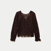 Blouse en dentelle d&eacute;collet&eacute; dos marron fonc&eacute; femme