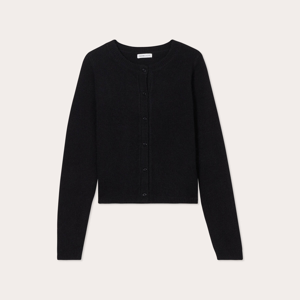 Gilet boutonné manches longues noir femme