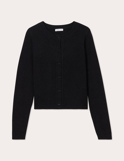Gilet boutonné manches longues noir femme