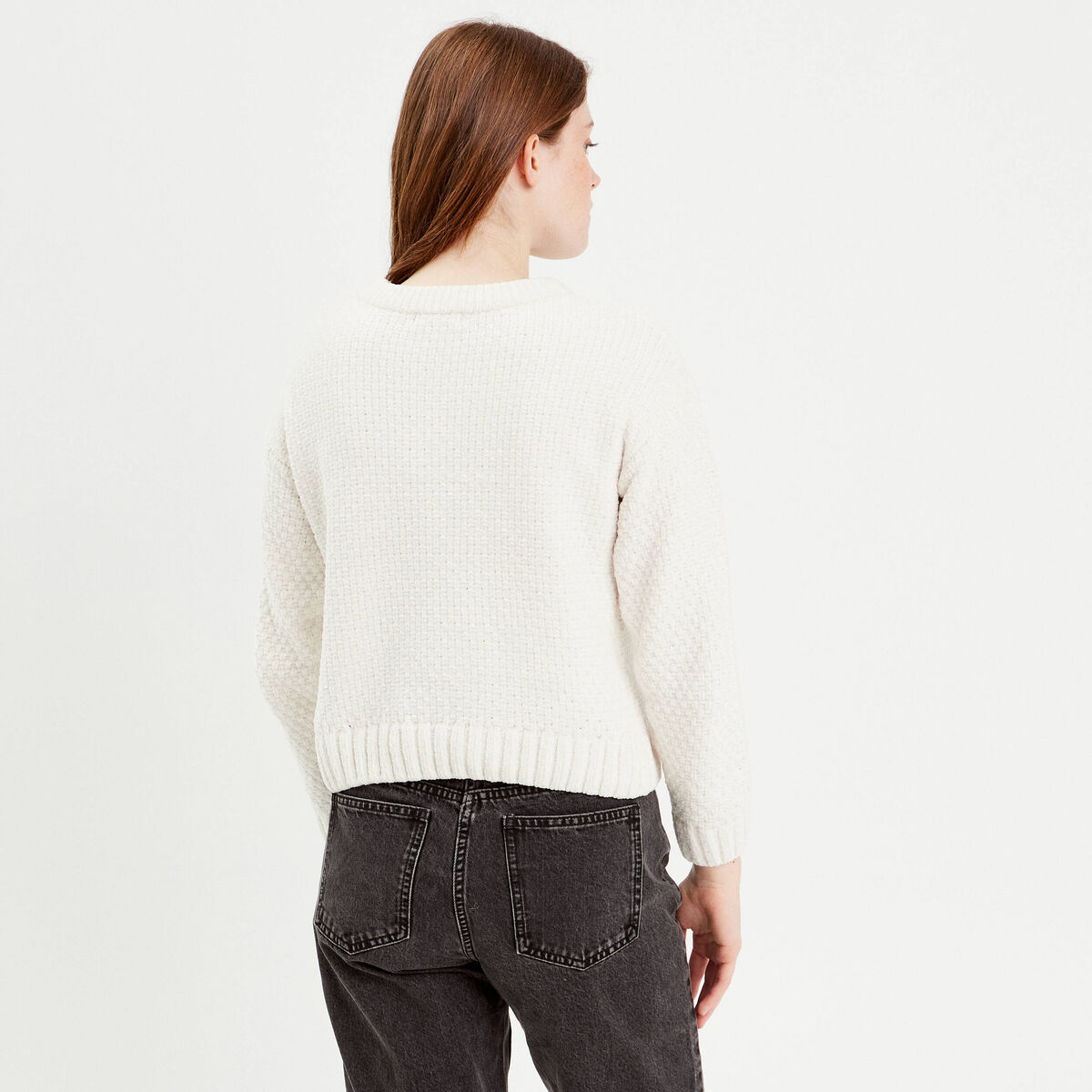 Pull manches longues ecru femme