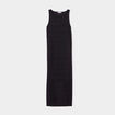 Robe longue droite ajourée noir femme