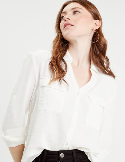 Chemise manches longues ecru femme
