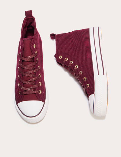 Baskets montantes compensées rouge foncé femme