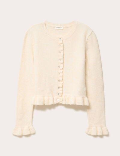 Gilet manches longues ecru femme