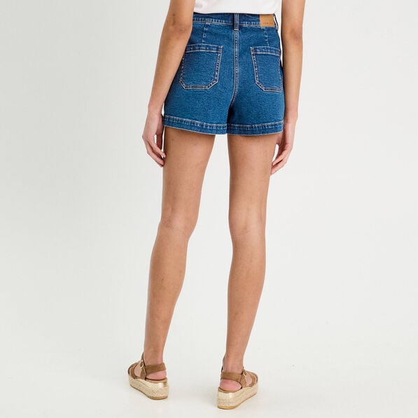 short mom en jean denim double stone femme Short mom en jean denim double stone femme
