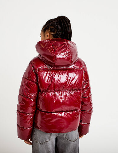 Doudoune bas resserr&eacute; manches longues rouge femme