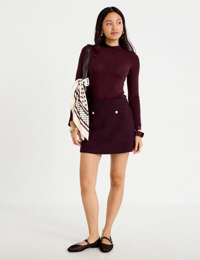 Jupe-short courte violet fonc&eacute; femme
