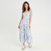 Robe longue évasée bleu roi femme