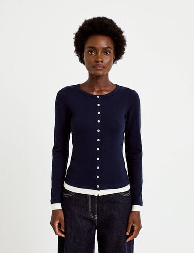 Doudou col rond manches longues bleu marine femme