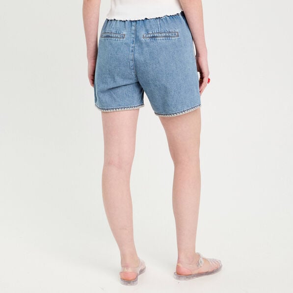 short flare brode en jean denim double stone femme Short flare brodé en jean denim double stone femme