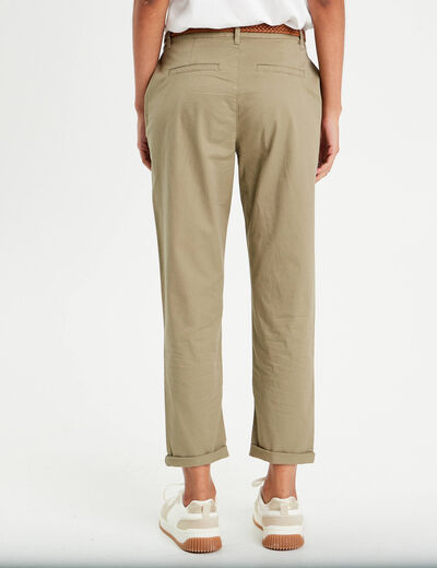 Pantalon chino 7/8ème vert femme