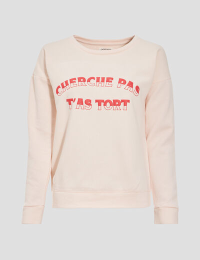 Sweat à manches longues rose clair femme