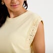 D&eacute;bardeur col rond jaune pastel femme