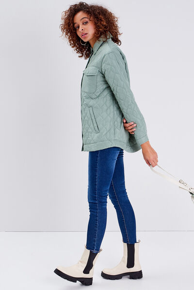 Surchemise manches longues vert foncé femme