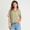 Chemise ajourée vert kaki femme