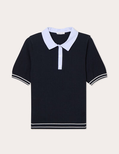 Polo manches courtes bleu marine femme