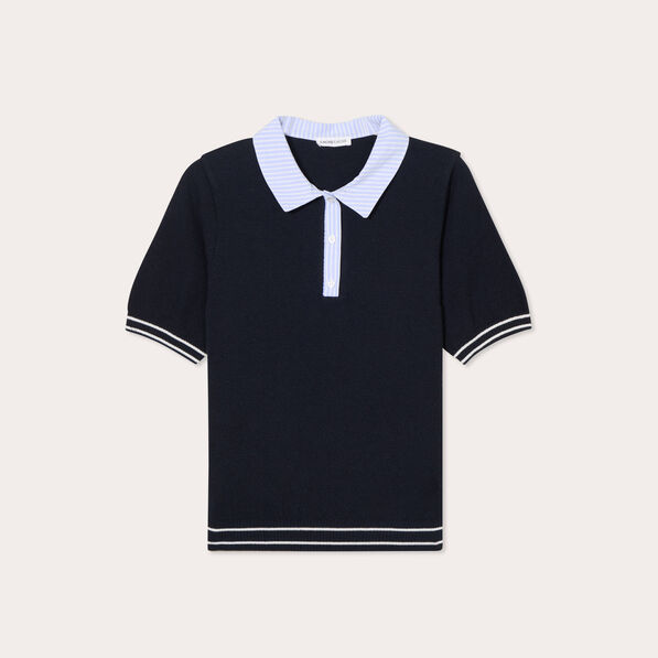Polo manches courtes bleu marine femme