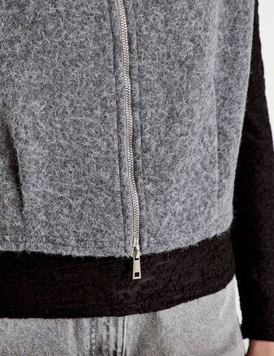 Veste sans manches effet polaire gris clair femme