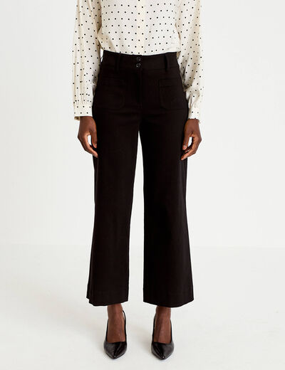 Pantalon bootcut taille haute noir femme
