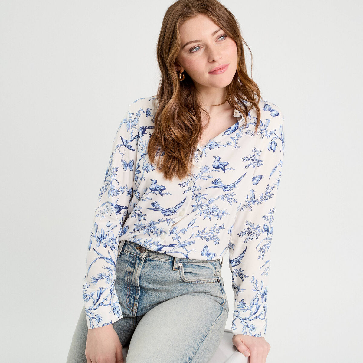 Chemise manches longues blanc femme