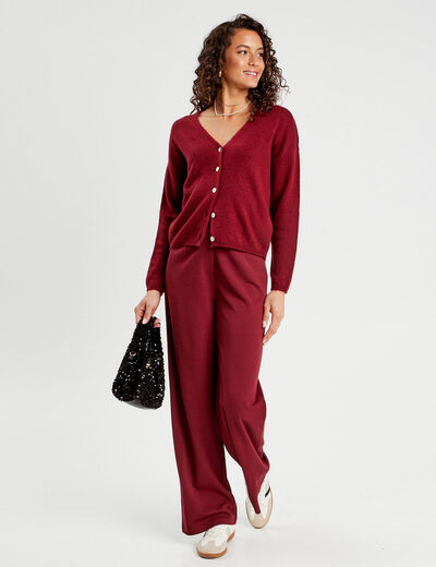 Pantalon large bordeaux femme