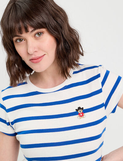 T-shirt manches courtes bleu femme