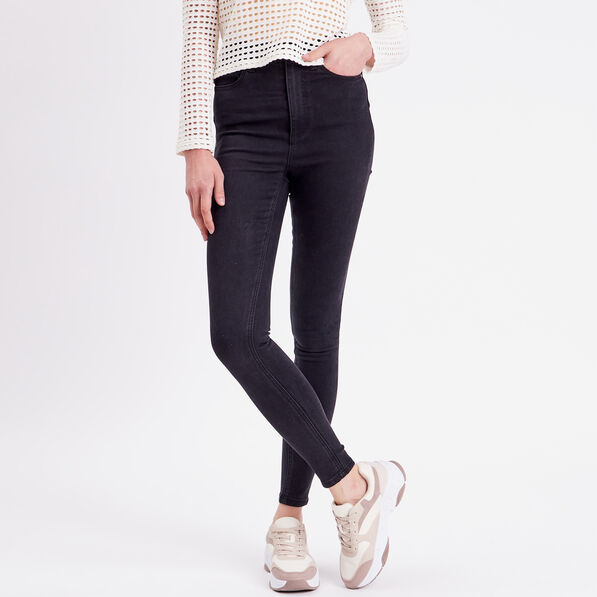jeans skinny taille elastiquee denim noir femme Jeans skinny taille élastiquée denim noir femme