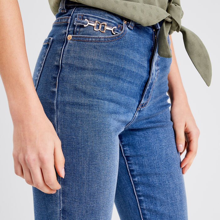Jeans flare taille haute denim stone femme