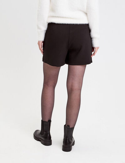 Jupe-short droite fentes noir femme