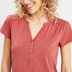 T-shirt boutonn&eacute; sur le devant vieux rose femme
