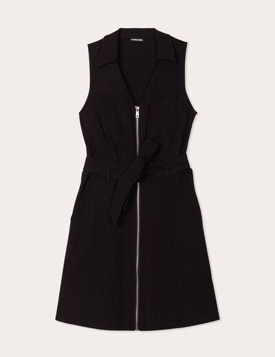 Robe évasée sans manches noir femme